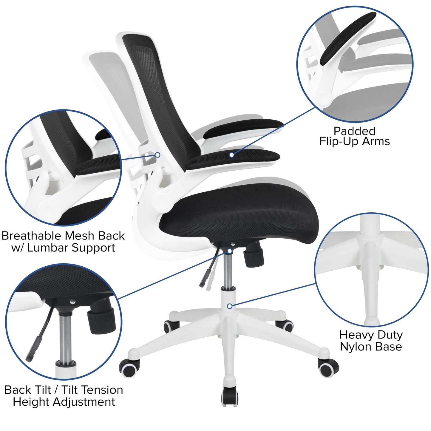 Mesh Ergonomic White and Black Chair