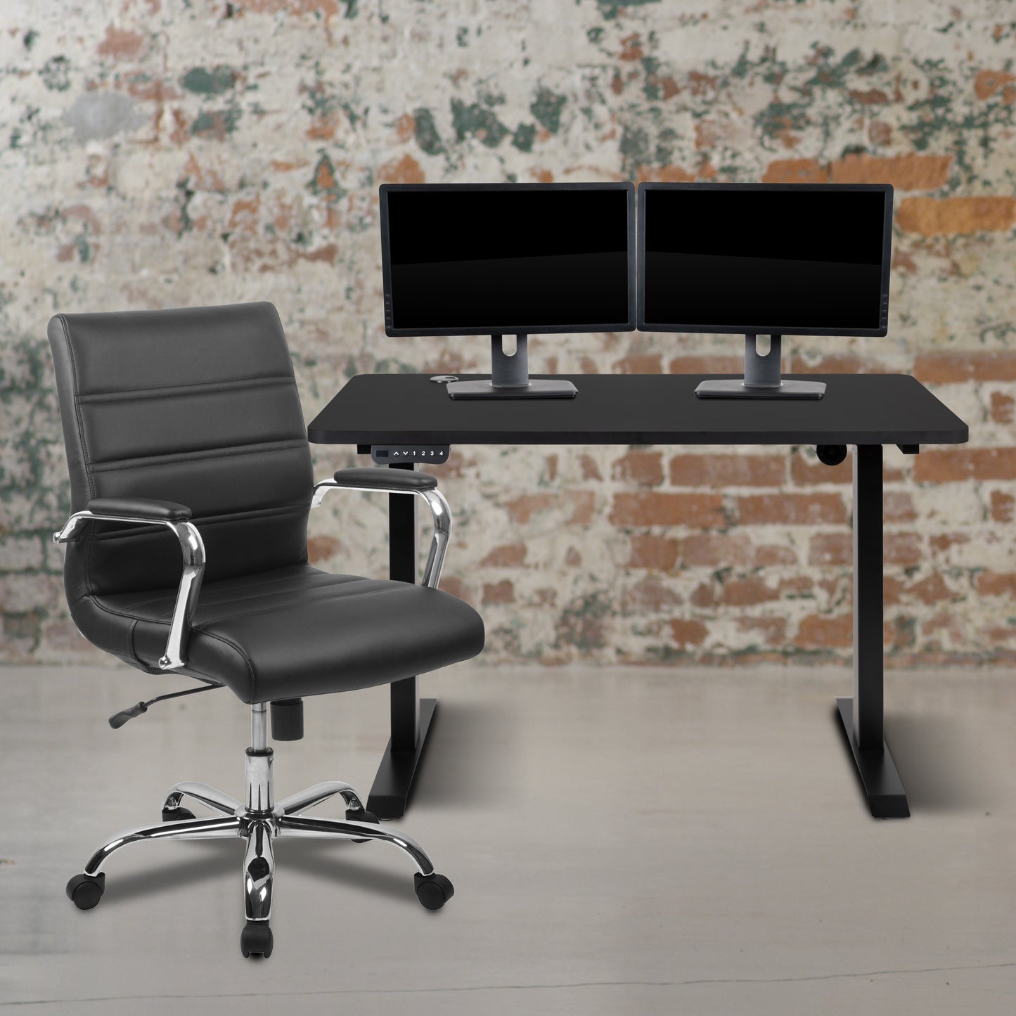 Adjustable Desk with Ergonomic Office Chair