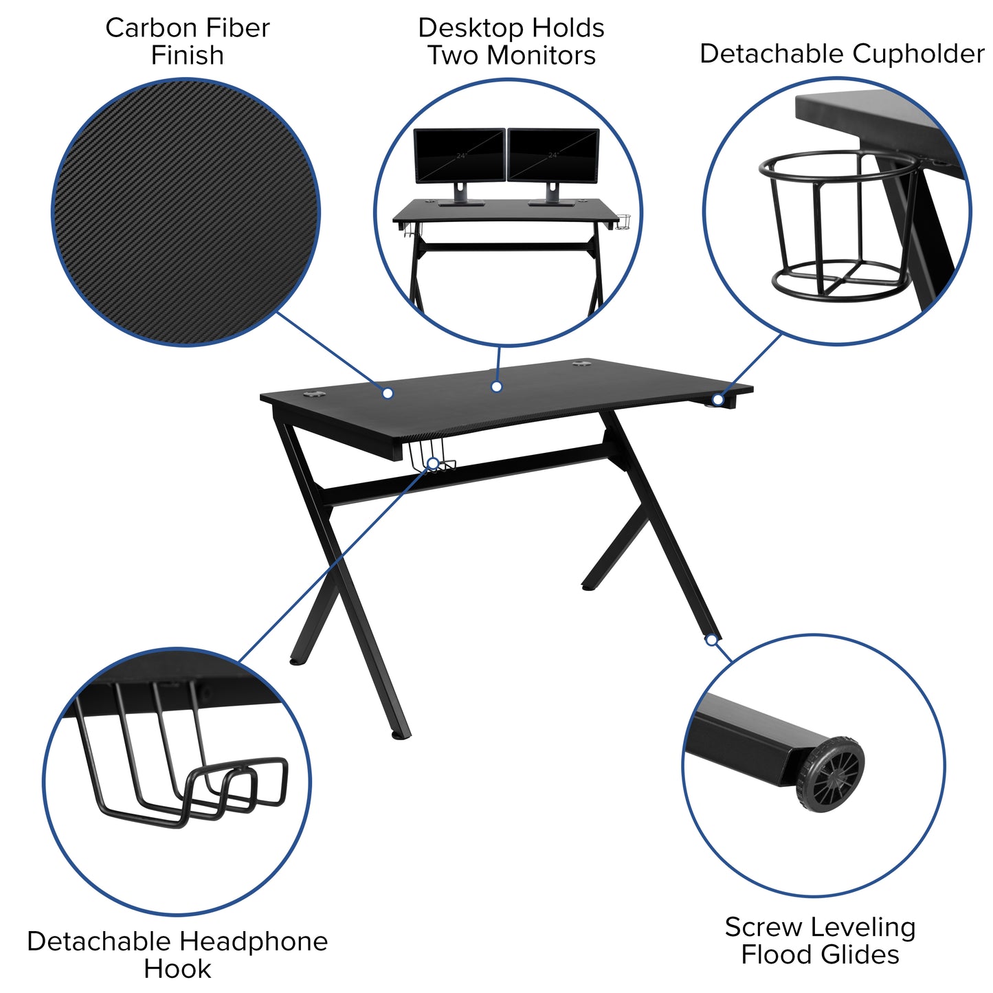 Gaming Desk with Yellow Racing Chair Bundle