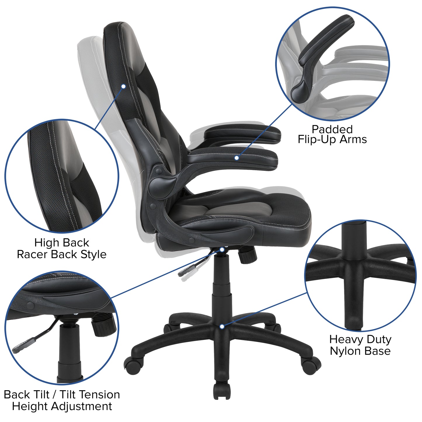 Gaming Desk and Black Racing Chair Bundle