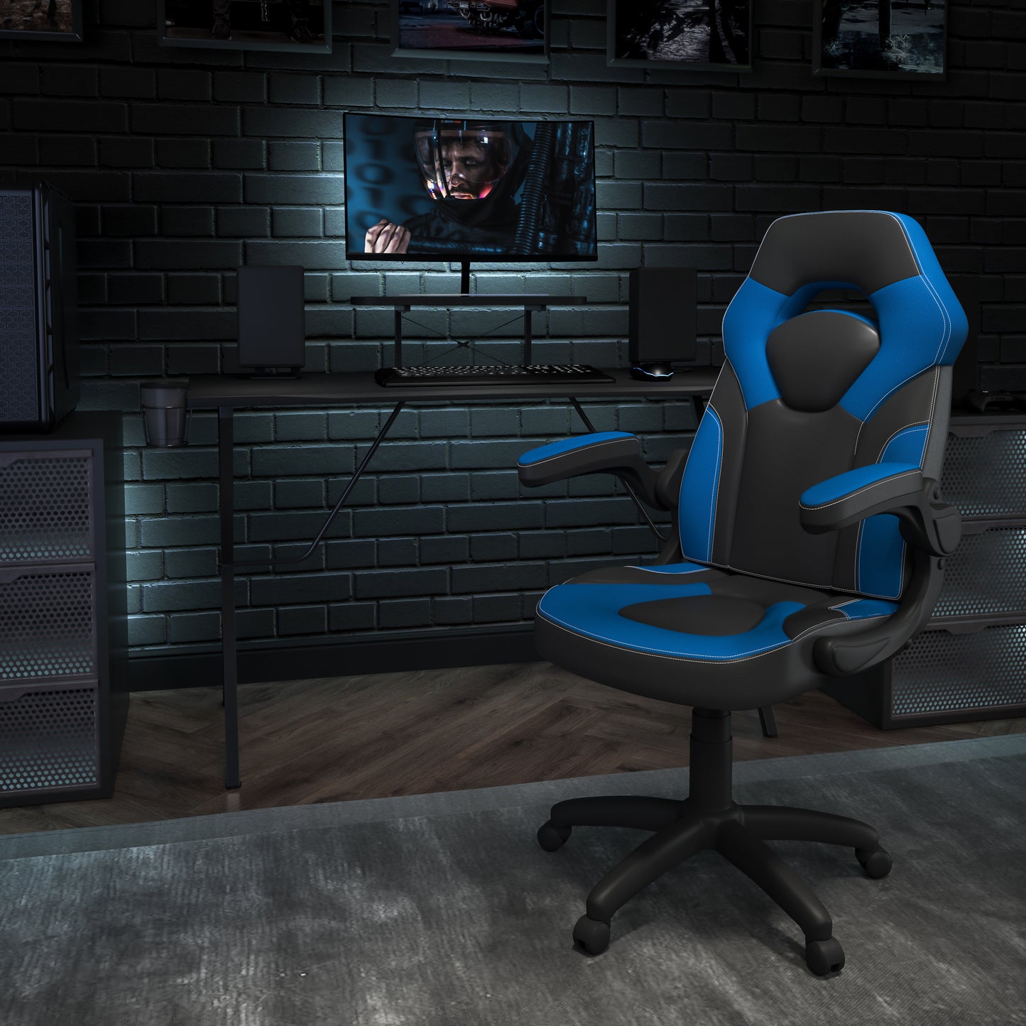 Optis Gaming Desk with Blue Chair
