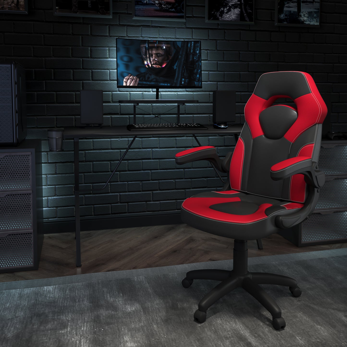 Optis Gaming Desk with Red Chair