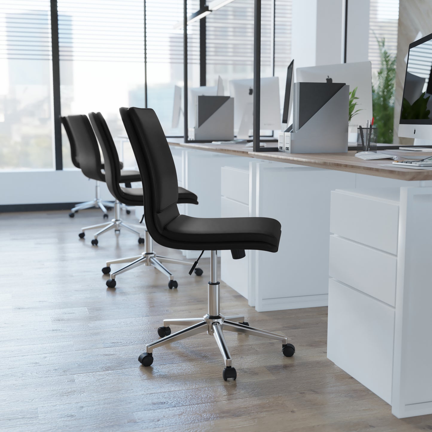 Mid-Back Armless Office Chair
