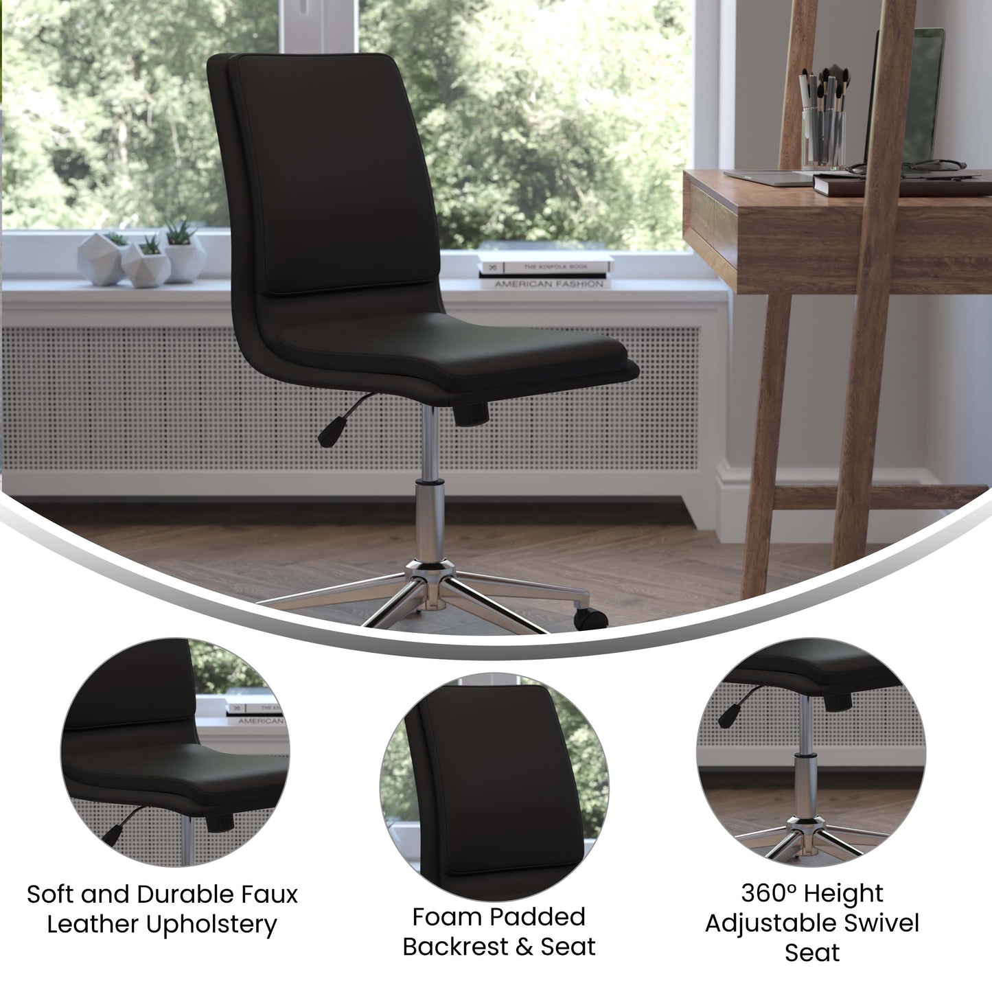 Mid-Back Armless Office Chair