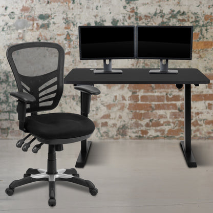 Adjustable Desk with Ergonomic Office Chair