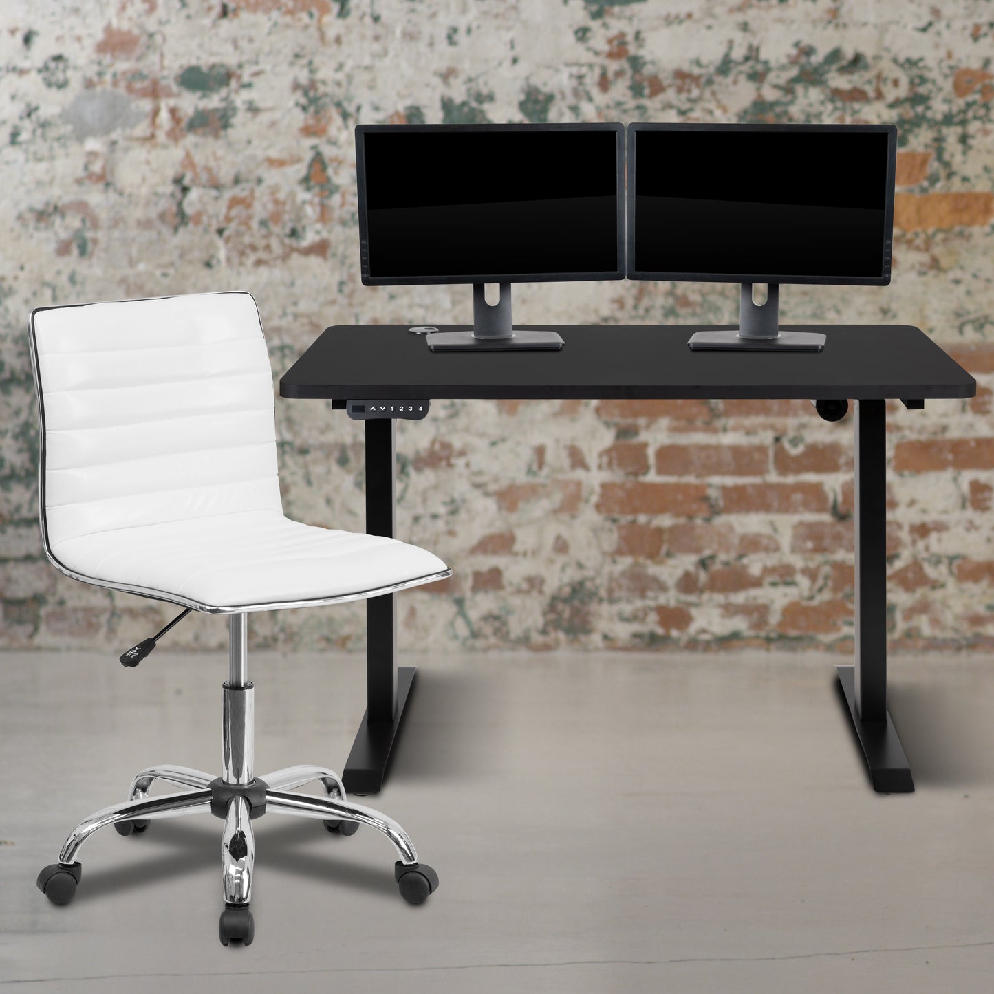 Adjustable Desk with Ergonomic Office Chair