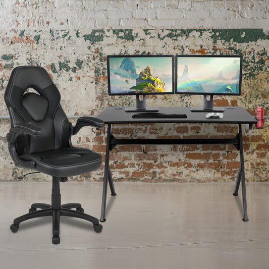 Gaming Desk and Black Racing Chair Bundle