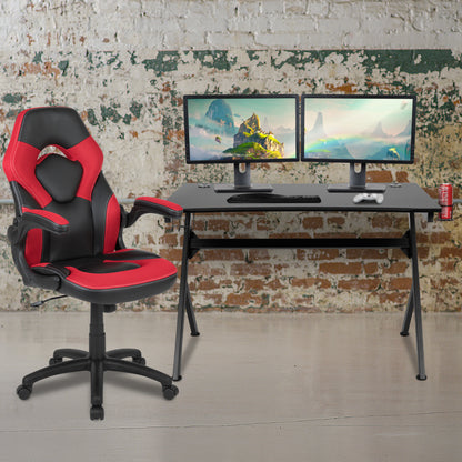 Gaming Desk with Red Racing Chair Bundle