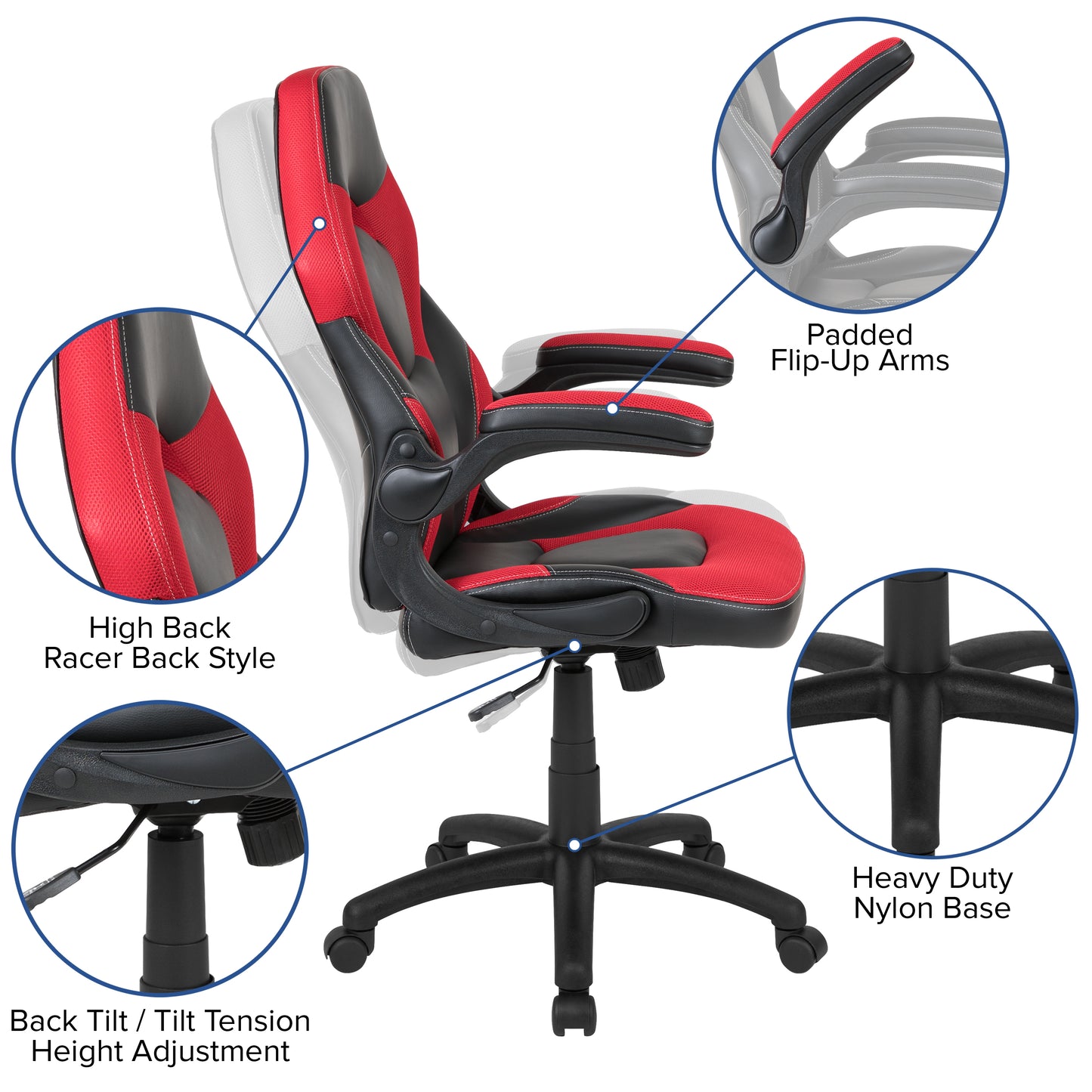 Gaming Desk with Red Racing Chair Bundle
