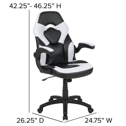 Gaming Desk and White Racing Chair Bundle